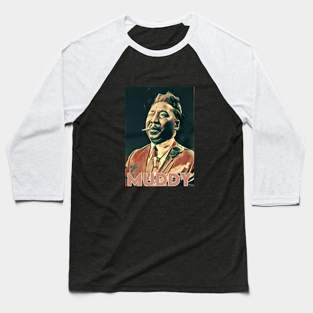 Muddy Waters Smoking Baseball T-Shirt by BigHeaterDesigns